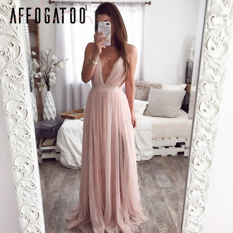 BerryGo Sexy deep v neck backless
