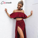 Conmoto Women Off Shoulder Red Vintage